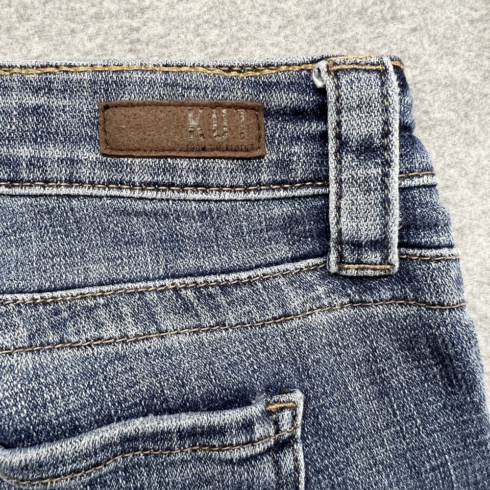 Kut From The Kloth Straight Leg Jeans Women's 12 Blue Med Wash Denim Distressed - Picture 6 of 14